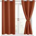 Hiasan Short Blackout Curtains for Bedroom - Thermal Insulated & Energy Saving Window Curtains for Living Room, 2 Drape Panels Sewn with Tiebacks for Fall Home Decor, Burnt Ochre, 38 x 45 Inch