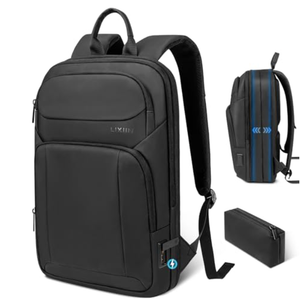 Backpack for Men Slim & Expandable Travel Laptop Backpack with USB Charging Port Water Resistant Anti-Theft Business Backpack Fits 15.6In Laptop for Commute Work College with Small Bag(Business Black)