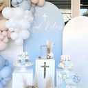 Baptism Wall Decal - God Bless Cross Baby Shower Decal, Baptism First Communion Party Decorations (White)