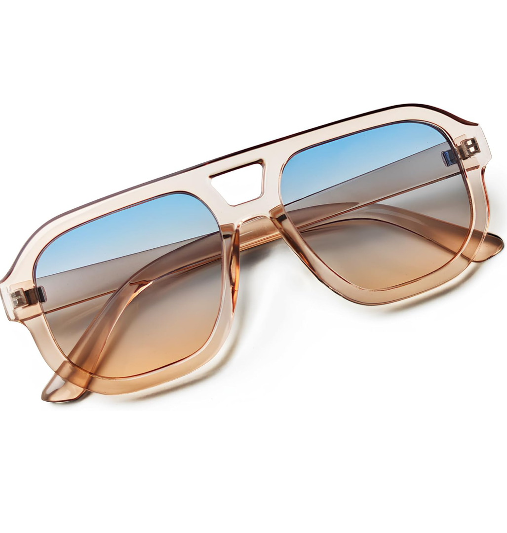 livho Trendy Polarized Square Aviator Sunglasses Women Men Square Eyewear Frame, Retro Sun Glasses for Women Men 2025 Shades