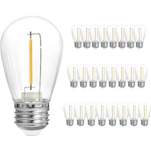 SUNTHIN 25 Pack Dimmable 1W S14 Replacement LED Bulbs, 2700K Warm White Waterproof Outdoor String Lights Vintage Filament Bulb, Shatterproof E26 Screw Base Edison LED Light Bulbs