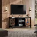 WLIVE Industrial TV Stand for up to 45 inch TV, Heavy-Duty Metal Frame Entertainment Center, Compact Media Console with Adjustable Shelf & Cable Management for Small Spaces, Living Room, Black