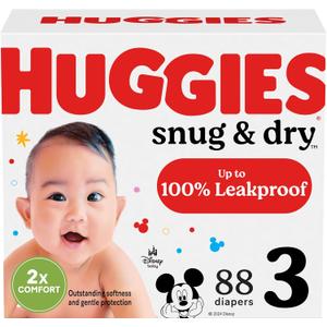 Huggies Size 3 Diapers, Snug & Dry Baby Diapers, Size 3 (16-28 lbs), 88 Count Huggies Size 3 Diapers, Snug & Dry Baby Diapers, Size 3 (16-28 lbs), 88 Count