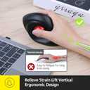 MicroPack Trackball Wireless Mouse, Upgrade Right Hand Ergonomic Mouse with Wireless Vertical Rollerball Computer Mouse, 3 Adjustable DPI, Easy Thumb Control for PC, Laptop, Mac, Windows - Black