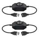 Onite 2-Pack USB Rotary Dimmer Switch with Knob, Current Adjustable Controller for 5V USB LED Strips, Lights, USB Fans (Black)