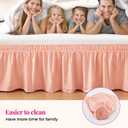 RIMELA Peachy Coral Bed Skirt King Size 15 Inch Drop, Elastic Bed Skirting for Bed Base and Frame, Bedding Dust Ruffle Easy to Install, Wrap Around Adjustable Bedskirt