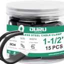 OURU 15pcs 1-1/ 2 Inch Stainless Steel Cable Clamps, Rubber Coated Cushioned Insulated Cable Clamp, Automotive Cable Wire Clamps, Pipe Clamps, Metal Clamp for Tube, Lines, Wire Cord Installation(Black, 38mm)