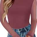 Avidlove Women Long Sleeve Body Suits Mesh Boat Neck Shapewear Bodysuit Crew Neck Leotards Going Out Tops Fall Outfits (Medium, Purple Red)