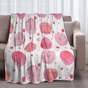 Fall Blanket Cute Pink Pumpkin Polka Dot Autumn Throw Blankets Elegant Fall Throws for Kids Adults Soft Warm Cozy Flannel for Sofa Bedding Thanksgiving Gifts Harvest Decorations 40x50 in