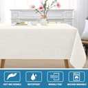 H.VERSAILTEX Linen Textured Tablecloth 60 x 84 Waterproof Decorative Table Cloth Spill-Proof Linen Look Cover for Party Table Extra Soft and Thick Fabric Wrinkle Free, Heather Ivory