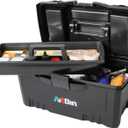 ArtBin 6918AB Twin Top 17 inch Supply Box, Portable Art & Craft Supply Organizer with Handle, [1] Plastic Storage Case, Black