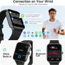 Smart Watch for Men,1.85 inch AMOLED Touchscreen for Android & iPhone Alexa Built-in Bluetooth Calls,Fitness Watch 110+ Sport Modes Heart Rate/Sp02/Sleep/Calories Monitor IP68 Waterproof(Black, 1.85)