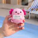Emotional Support Nuggets Crochet Kit, Positive Crochet Axolotls, Handmade Inspirational Gifts Emotional Cheer Support Funny Pickle, Positive Crochet Animals Birthday Gifts for Women Man
