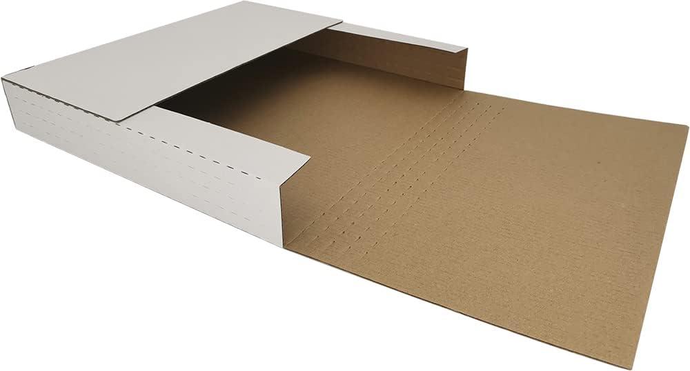 ROTCH 50 Pack Vinyl Record LP Shipping Mailer Boxes Perfect for Mailing Packing 12 inch Albums, 12.5x12.5x2'' in Height-Adjustable to Mail 1-6 LPs, White (EZ1212)