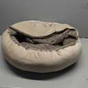 JOEJOY Small Dog Cat Bed With Hooded Blanket, Cozy Cuddler Luxury Puppy Pet Donut Round Calming AntiAnxiety Burrow Cave  AntiSlip Bottom, Machine Washable, 23 Inch