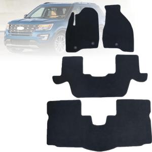 Mythoria Custom Fit Car Floor Mats Fit for Ford Explorer 2011 2012 2013 2014, Waterproof Velour Carpet Full Set, All-Weather Protection, with Anti-Slip Buckle, Odorless, Black