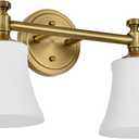 Champagne Bronze Bathroom Vanity Light Fixtures, Traditional Gold 2 Lights Wall Sconce Lighting with Large Opal Glass Shade, Porch Wall Mount Light Fixture for Bathroom, Mirror Cabinets Hallway Stairs