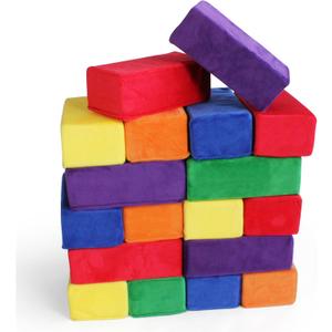 The Original Premium Plush Building Block for Kids - Certified Safe Foam Blocks in Luxuriously Soft Fabric Covers (Classic Colors, Blocks)