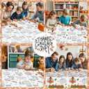 2 x Happy Thanksgiving Coloring Tablecloth for Kids-Giant Thanksgiving Paper Activity Table Cover, Jumbo Fall Turkey Coloring Games Poster Crafts for Thanksgivings Table Decor Party Favors,54 x 108 Inch (Thanksgivng 1 Pcs)