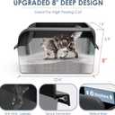 Suzzipaws 8" Deep Stainless Steel Litter Box with Lid Extra Large Cat Litter Box for Big Cats XL Metal Litter Pan Tray with High Wall Sides Enclosure, Non-Sticky, Anti-Leakage (Charcoal Gray)