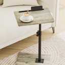 Masupu Sofa Arm Tray Table - 360 Swivel Height Adjustable End Table, Small Snack Side Table for Couch, C Shaped Table for Bed, Chair or TV Tray Table(Greige)