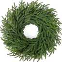 Ouddy Decor 26'' Christmas Norfolk Pine Wreaths for Front Door, Artificial Real Touch Large Christmas Wreath Faux Green Pine Wreath for Wall Window Mantle Porch Indoor Outdoor Winter Home Decorations