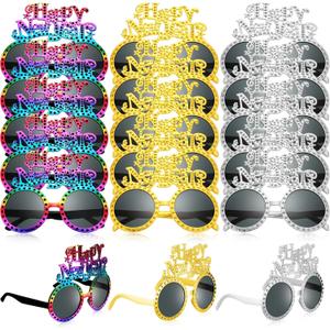 18 Pcs 2026 Happy New Year Glasses Bulk 2026 Eyeglasses Party Favor Fancy New Year's Eve Party Eyewear Dress up Sunglasses Photo Props Supplies