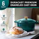 Mueller DuraCast 6 Quart Enameled Cast Iron Dutch Oven Pot with Lid, Sourdough Bread Baking, PFOA-Free, 500F Oven Safe - All Cooktops incl. Induction, Braising & Slow Cooking, Emerald
