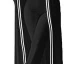 Fixmatti Women's Fuzzy 3 Piece Sweatsuit Open Front Cardigan Crop Tank Tops Wide Legs Pants Lounge Sets (Large, 1-black Stripe)