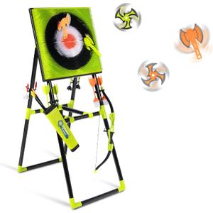 5 in 1 Axe Throwing Bristle Target for Backyard, Axe Throw & Lawn Dart Target Sets for Team Battles with 4 Axes 4 Stars 4 Darts 4 Lawn Darts 6 Arrows Indoor/Outdoor Games Competition-Ready Set