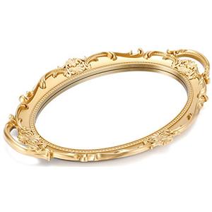 Sooyee Decorative Tray - Gold Mirror Tray for Bathroom Vanity, Dessert & Coffee Table, Home Decor with Handle  (14" x 9.8" x 1")