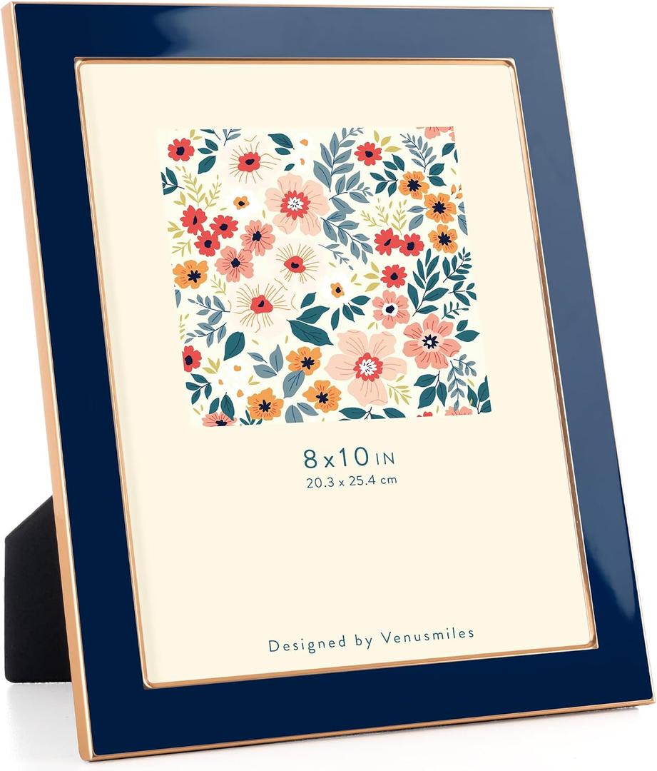 8x10 Enamel Picture Frame, Gold Edge, Navy Blue Enamel, Tabletop, 1pc
Aluminum Alloy Frame with Tempered Glass & Slide-in Back, for Wall & Tabletop Display, Family Office Gallery