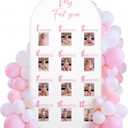 Novabright My First Year Photo Banner Butterfly 1st Birthday Backdrop No Arch Frame Included Baby Monthly Milestone 12-month Growth Display Washable for Baby Girl Birthday Party Nursery Decor