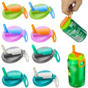 8 pack 8 color Soda Can Lids with Straws, Pop Can CoverReusable Silicone Straws Soda Can Covers,BPA-Free,Reusable Can Covers for soda,Coke,Beer,Juice,Beverage,Fits Standard Cans