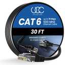 Cat 6 Ethernet Cable 30 ft, 10Gbps High Speed Ethernet Cable, Internet Cable Outdoor&Indoor, Rj45 Cat6 Cable Long Ethernet Cable for Computer, Router, Modem, PS4/5, Xbox, Gaming- Black