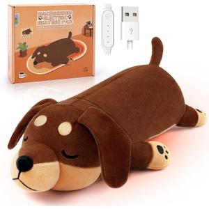 Electric Heating Pad Soft 14" Dachshund Dog Plush with a Hot Soft Belly