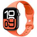 3 x STG Sport Band Compatible with Apple Watch 38mm 40mm 42mm 44mm, Soft Silicone Slim Thin Narrow Replacement Strap Compatible for iWatch SE Series 6/5/4/3/2/1 (Orange, 42/44mm)