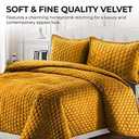 Tribeca Living Lugano Oversized Velvet Quilt Set - All Season, Extra Large, 3 Piece Queen Size Comforter Set with 2 Pillow Shams in Gold Honeycomb Pattern 260GSM