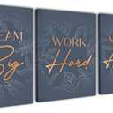Motivational Wall Art For Office Set, Inspirational Canvas Triptych, Positive Affirmations Wall Decor With Quotes, 3 Wrapped Canvas Panels For Bedroom, Living Room, Workspace, 12.5x15 Inch each panel
