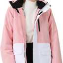 WOWULOVELY Women's Winter Waterproof Windproof Ski Jacket and Pants Insulated Snowsuit Snowboarding Coat Pink-d (Large)