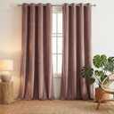 PONY DANCE Dusty Rose Velvet Blackout Curtains 84 Inches Long for Bedroom, Luxury Thermal Insulated Grommet Room Darkening Window Drapes for Living Room, Cortinas de Terciopelo, 2 Panels Set 52Wx84L
