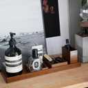 Wood Vanity Tray, 6-Piece Small Bathroom Counter Organizer Wooden Decorative Trays Rectangular Perfume Jewelry Makeup Cosmetic Holder Set - Holds Small Items