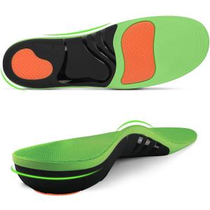 Plantar Fasciitis Insoles, 220+ lbs High Arch Support Inserts for Men Women, Heavy Duty Flat Feet Pain Relief Orthotic Running Athletic Work Boot Insoles for Standing All Day-XS (XS(Men 4.5-6/Women 5.5-7), Green)