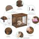 DWANTON Dog Crate Furniture with Cushion, Wooden Kennel Table with Double Doors, Indoor Dog House, Small/Medium/Large/Extra Large Size, 27.2" L, Rustic Brown