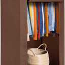 HOLDN STORAGE Portable Wardrobe Closet - Premium Metal Hanging Rod with Beige Cover- 65 Lb. Weight Capacity- Super Easy Assembly, No Tools Required (Brown) (Medium)