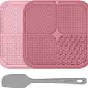 ChefAide 2 Pack Lick Mat for Dogs,Cats,Upgraded 8.58.5 inches Licking Mats with Suction Cups,Slow Feeder Licking Pad for Anxiety Relief and Boredom Reducer,Suitable for Dog Training Set 8 (Berry & Pink)