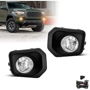 SPIEGEER Fog Lights Assembly For 2016 2017 2018 2019 2020 2021 2022 Toyota Tacoma Replacement Fog Lamps with Wiring & Switch H16 12V 19W Halogen Bulb Clear Lens