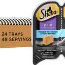 Sheba Perfect Portions Wet Cat Food Pate Tender White Fish and Tuna Entree, 2.6 oz. Twin-Pack Trays (24 Count, 48 Servings)