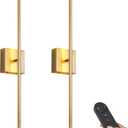 Battery Operated Wall Sconces with Remote Control, Dimmable Wall Sconces Set of Two, 350Rotate, 3000K LED Gold Wireless Wall Light for Living Room, Hallway, Bedroom, 40.1 Inch (2 Pack)