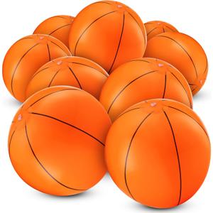 Inflatable Basketballs (Pack of 12) 16-inch Beach Balls for Pool Beach Toys & Basketball Party Favors for Kids Sports Themed Birthday Party Decorations, Outdoor Backyard Summer Pool Games Supplies
